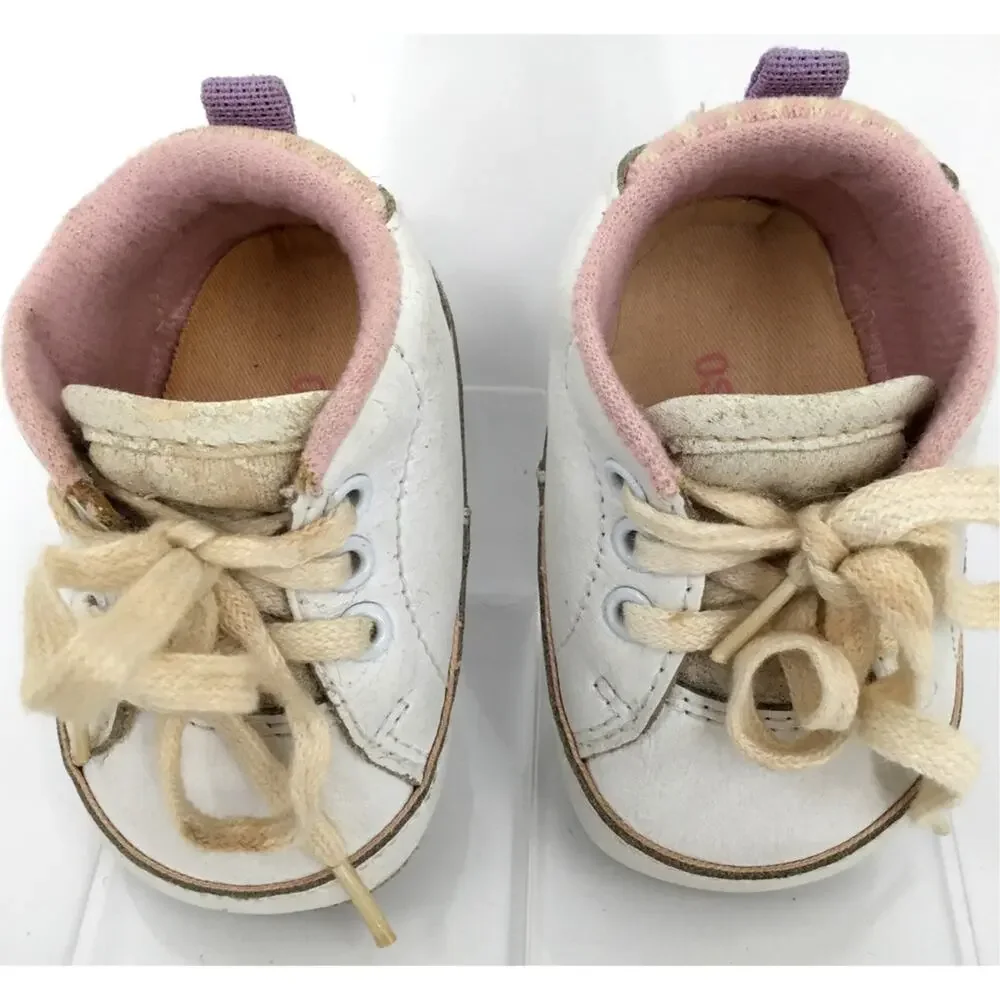 Vintage 90s OshKosh Baby Butterfly Leather Crib Shoes Size 0 Newborn